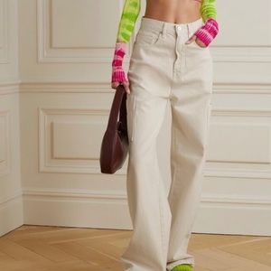 FRAME High Rise Baggy Pocket Jeans Wide Leg Parchment Size 26